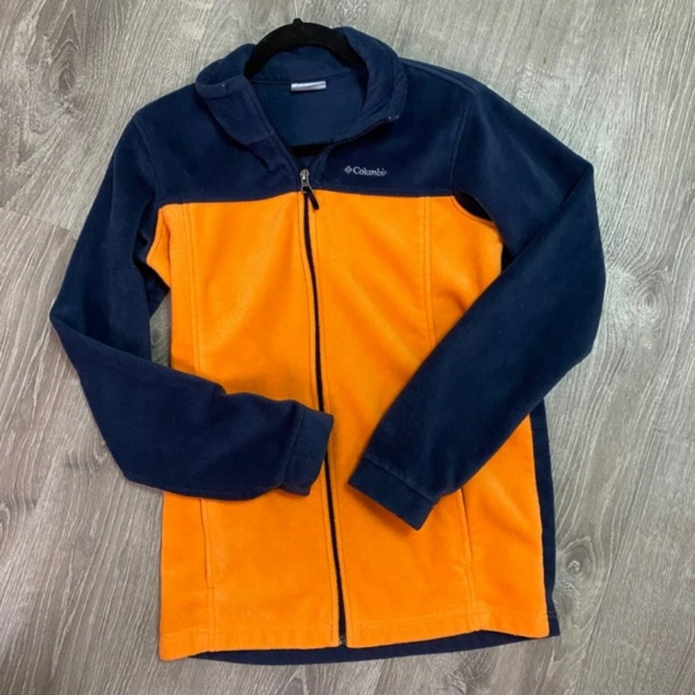 Columbia XL 18/20 Boys Navy Orange zipper jacket fleece warm zip up